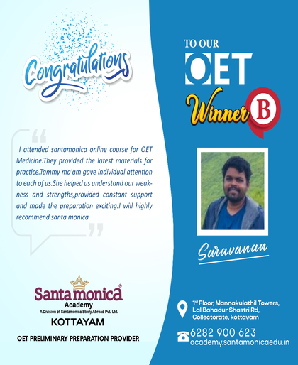 Saravanan | Scored B in OET