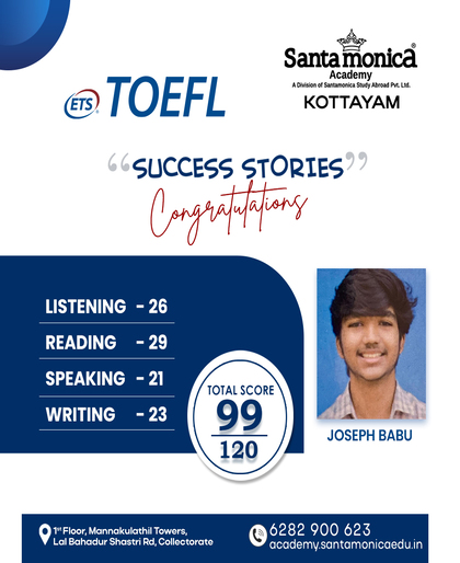 Joseph Babu | Scored 99 in TOEFL