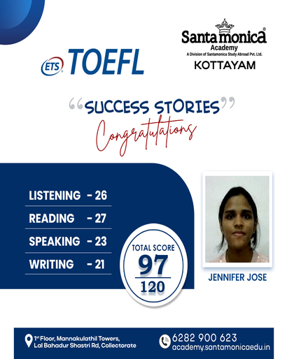 Jennifer Jose | Scored 97 in TOEFL