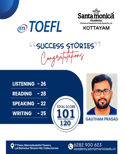 Gautham Prasad | Scored 101 in TOEFL