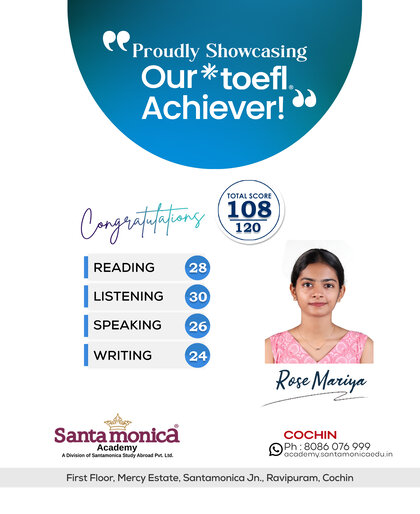 Rose Mariya | Scored 108 in TOEFL