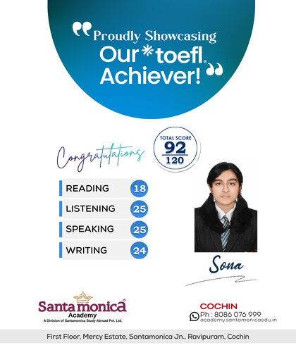 Sona | Scored 92 in TOEFL